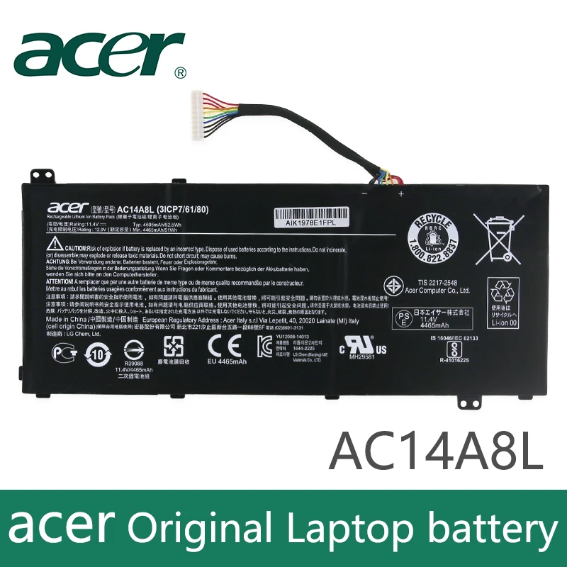 Аккумулятор для ноутбука acer Aspire VN7-571 VN7-571G VN7-591 VN7-591G VN7-791G KT.0030G. 001 аккумулятор большой емкости 11,4 V 4605 мА/ч, AC14A8L