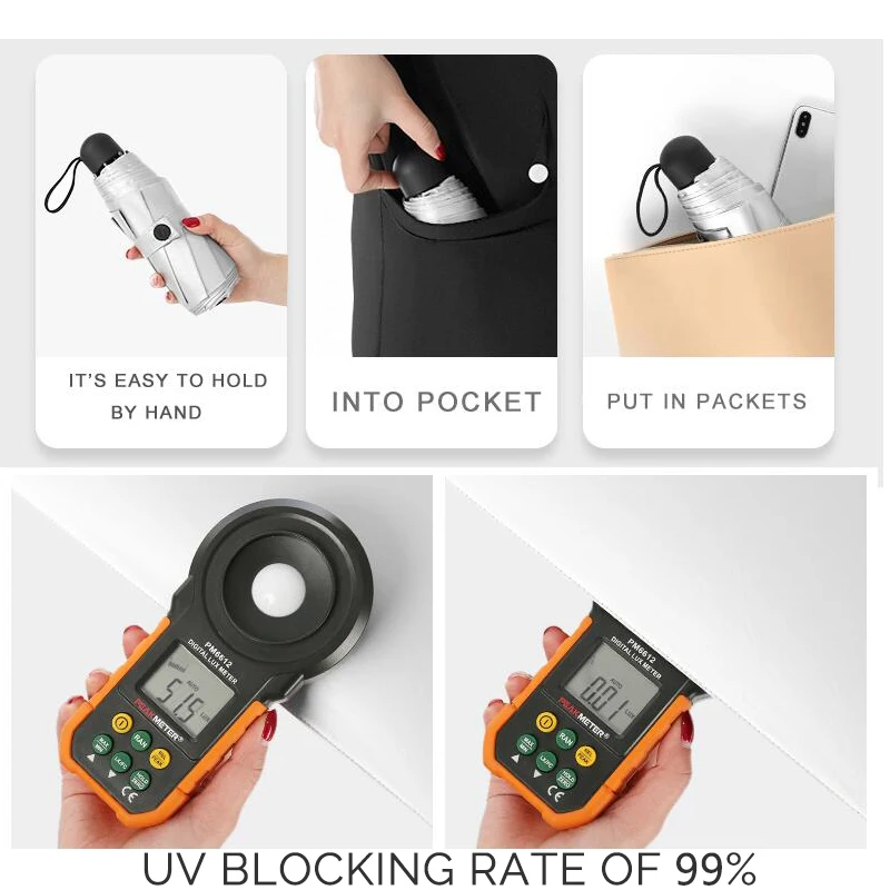 Small Fashion Five Folding Umbrella Rain Women Gift Mini Pocket Parasol Girls Anti-UV Waterproof Portable Travel UMBRELLAS