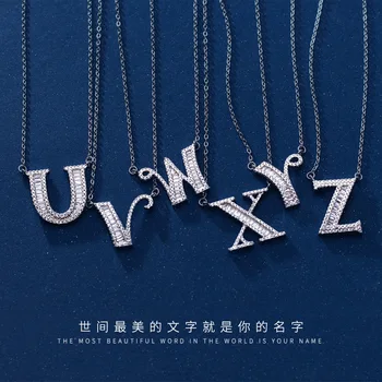 

1pc Real. 925 Sterling Silver Personality Love Name Letters Capital Alphabet CZ Zirconia Pendant for Necklace jewelry GTLX2004