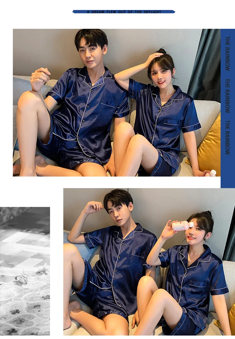 2021 Summer Newest Men's Pajamas Set Plus Size Solid Color Sleepwear Men's Short Sleeve Nightwear Short Top Pant Leisure Outwear mens tall pajama pants