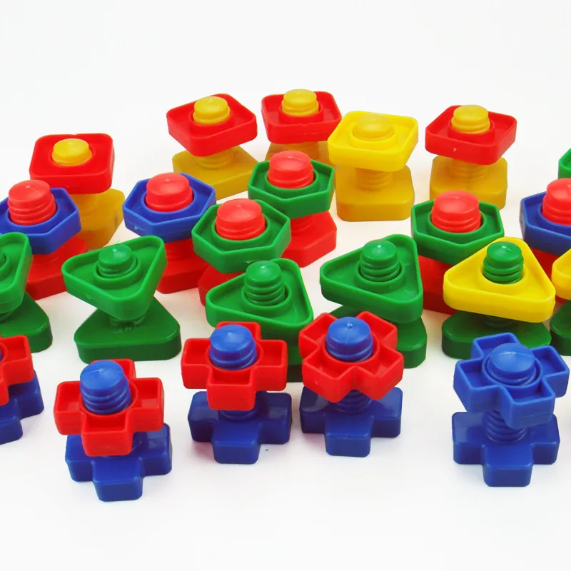 4 Sets/Lot Screw Building Blocks Plastic Insert Blocks Nut Shape Toys For Children Educational Toys Scale Models Kids