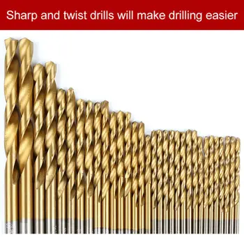 

99pcs Titanium Plated Cobalt Drill Bits High Speed Steel Workshop Consumables