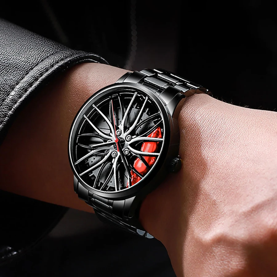 New Watches Men Sports Car Men Watches Quartz Waterproof Sport Rim Hub Wheel Wristwatch Car Quartz Men's Watches Man Watch