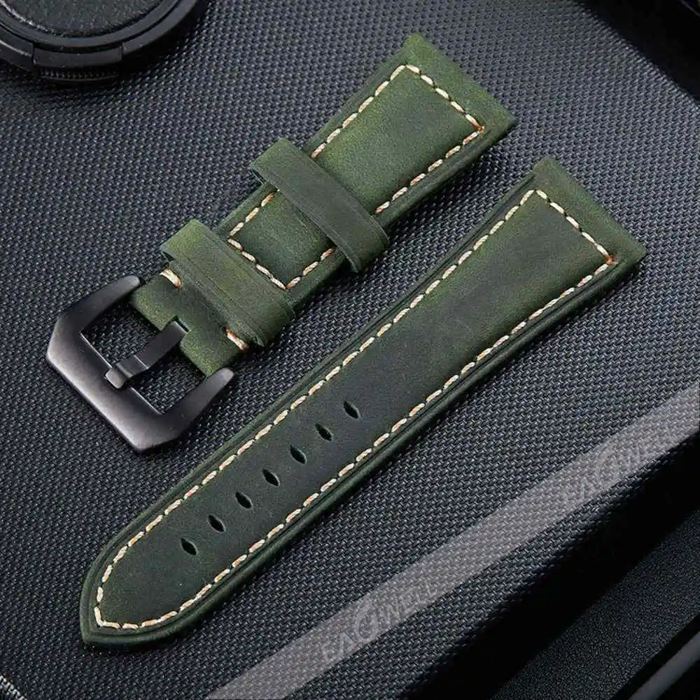 Green-Black Buckle Ремешок для часов из искусственной кожи высокого качества 20 мм Универсальный сменный ремешок для наручных браслетов Garmin Forerunner 245 - Цвет: Green-Black Buckle
