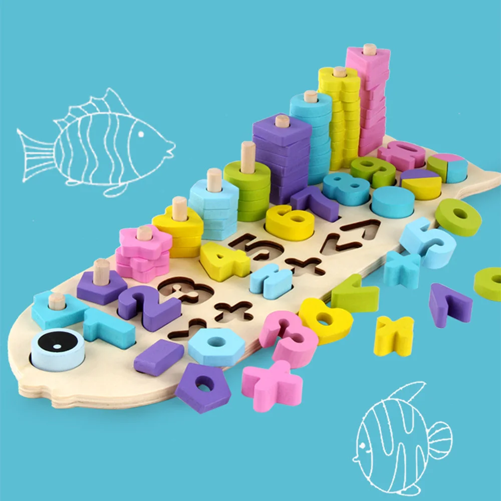 

Kids Early Education Wooden Montessori Geometric Puzzle Toys Digital Math Matching Learning Toy Learn Count Numbers Children Toy