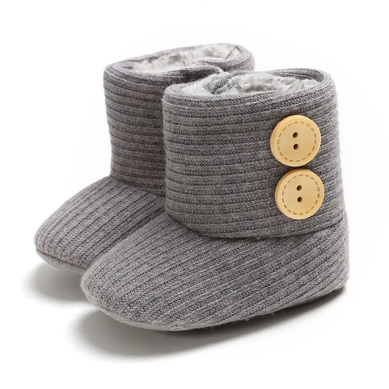 

WEIXINBUY New Newborn Baby Boys Girls Cotton Boots Casual Solid Color Button Hook & Loop Warm Comfortable Soft Sole Snow Boots