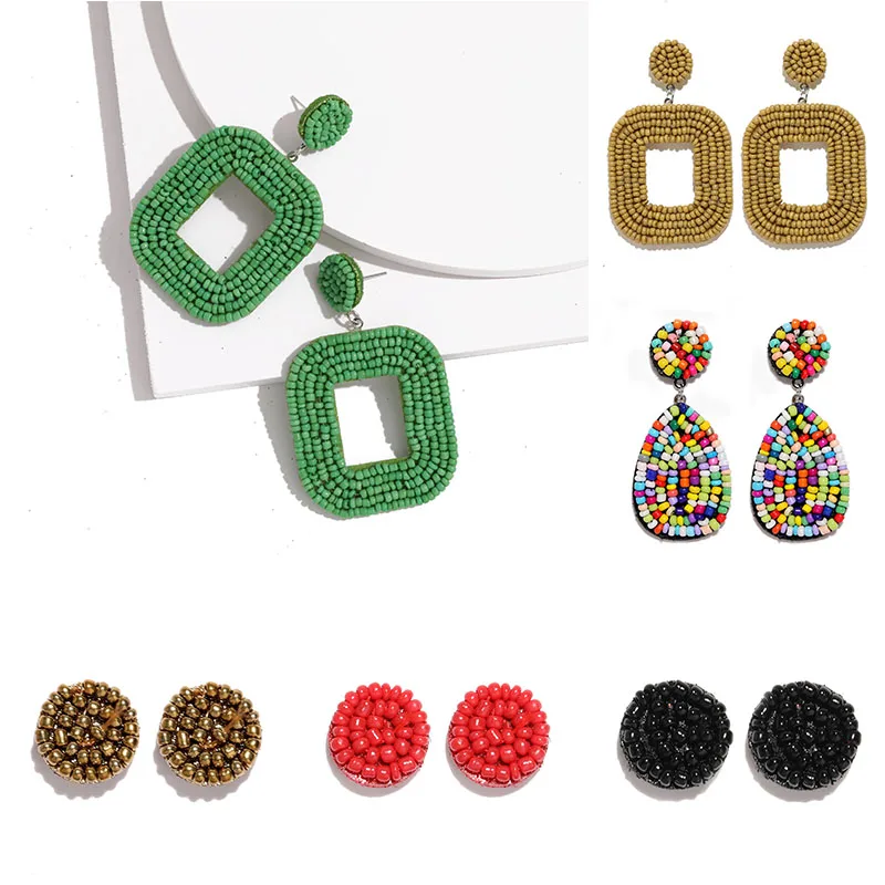 

Oversize Trendy Statement Women Earrings Bohemia Ethnic Colorful Dangle Drop Earrings Beads Fringe Wedding Jewelry Party