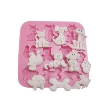 Мультяшные животные кошки и собаки и в форме кости помадка силиконовая форма для торта форма для печенья Шоколадный леденец куб формы DIY Инструменты для выпечки