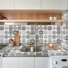 Self-Adhesive Bathroom Wall Stickers Kitchen Oil Proof Tile Stickers Decor Waterproof Non-Slip Thick Wear-Resistant Wallpaper