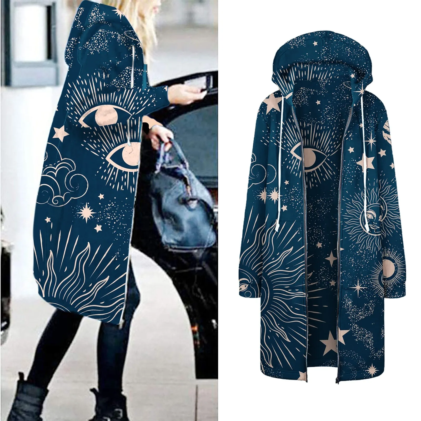 Women's Jacket Autumn Casual Women Long Hoodies Sweatshirt Coat Zip Up Outerwears Hooded Jacket Plus Size Outwear Tops худи pull 1
