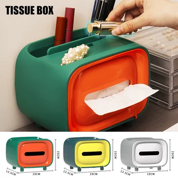 

Multifunctional Tissue Box Tissue Box Stylish Tissue Box Holder Rectangular Retro Facial Tissue Box H88F