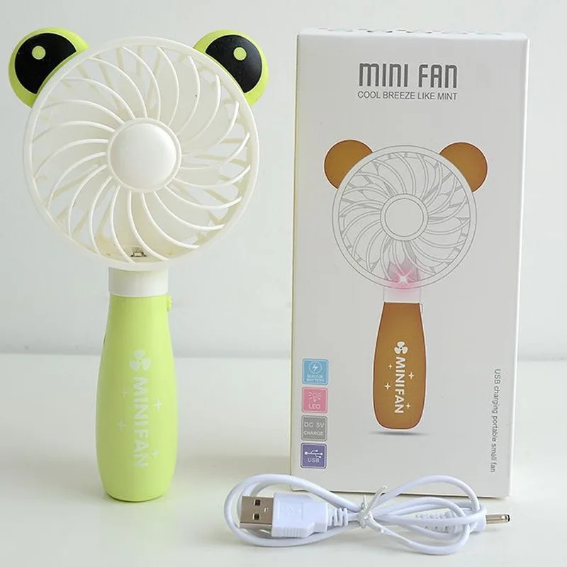 

Cartoon Frog Hand Fan USB Mini Portable Small Fan Handheld Fan Rechargeable Fan Light Included