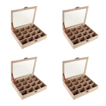 

4pcs Blank Wooden Jewelry Case Storage Box Trinkets DIY Craft Unpainted