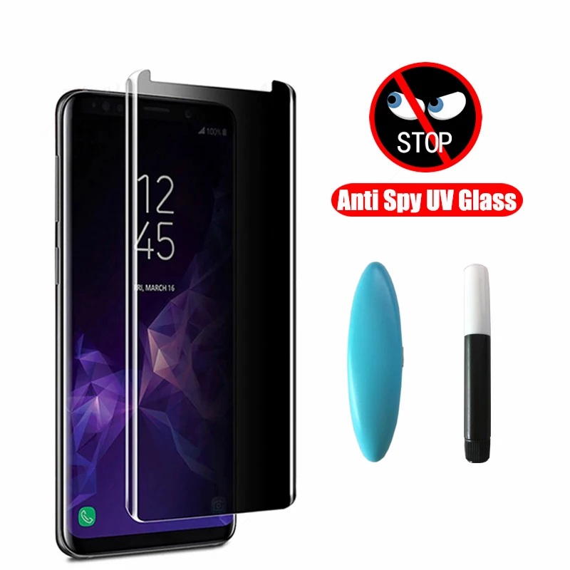 Противошпионское закаленное УФ-стекло Note 8 9 защита экрана чехол дружественная и