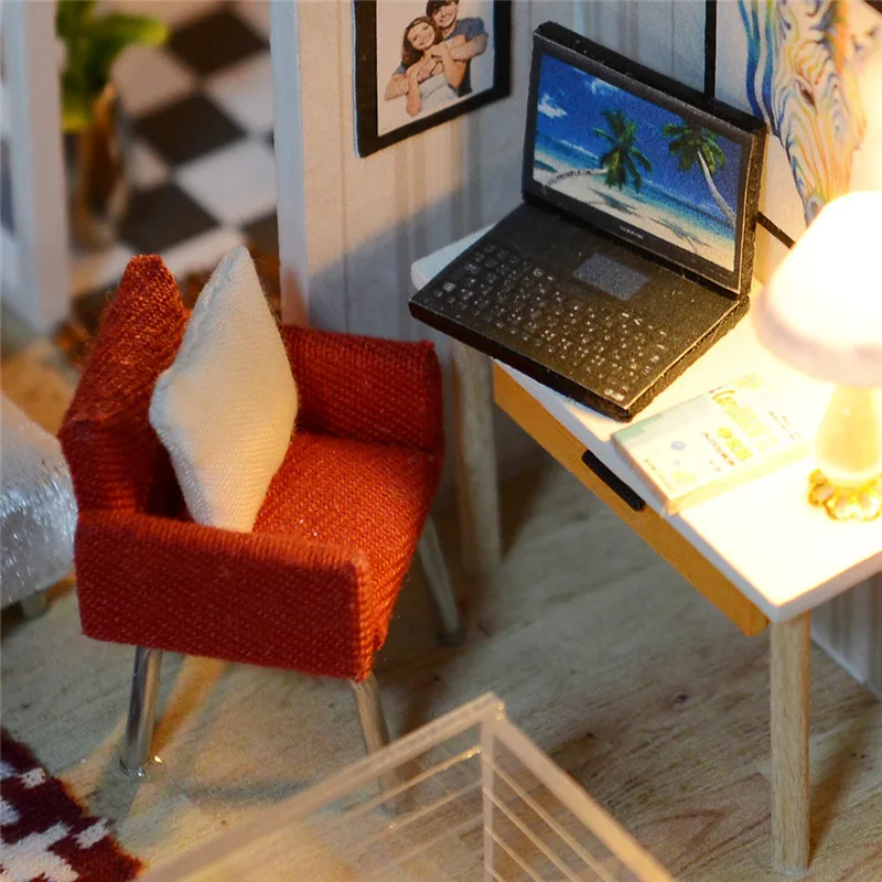 Рождественский подарок 3D деревянные DIY Миниатюрные домики мебель светодиодный Дом головоломка украшения творческие подарки#3S27