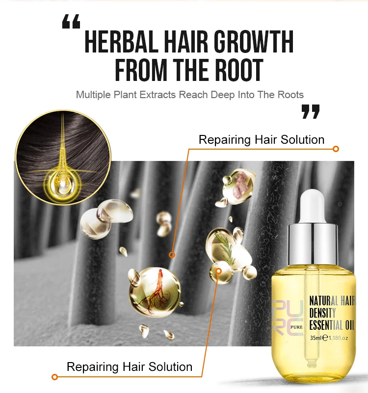 PURC Natural Hair Growth Essence Thickener Regrowth Serum Treatments Oil Fast Grow Hair for Hair Loss Care Products Men & Women