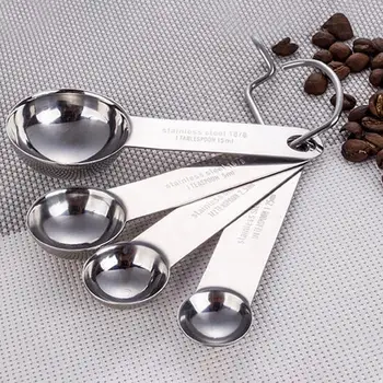 

GloryStar 304 Stainless Steel Measuring Spoon Set of 4 Scale Measuring Spoon Seasoning Spoon Baking Tool