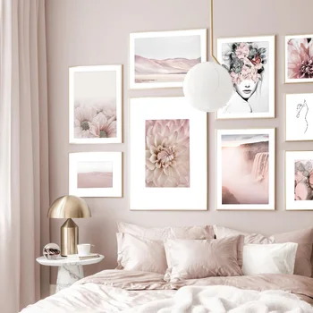 

Dahlia Daisy Girl Waterfall Desert Wall Art Canvas Painting Nordic Posters And Prints Art Wall Picturs For Living Room Decor