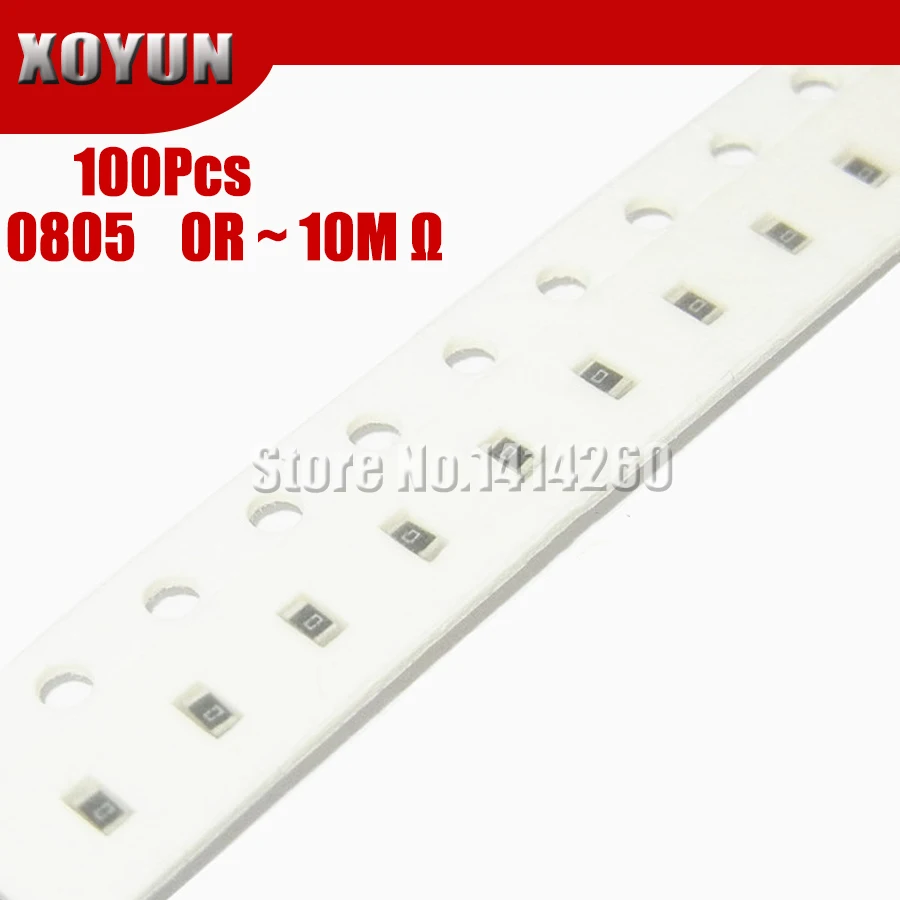 Резистор для микросхем 100 SMD 1/4 Вт ресистор 0R ~ 10 м 0 10R 100R 220R 330R 470R 1 к 0805 47 4 7 330 Ом 470 шт.