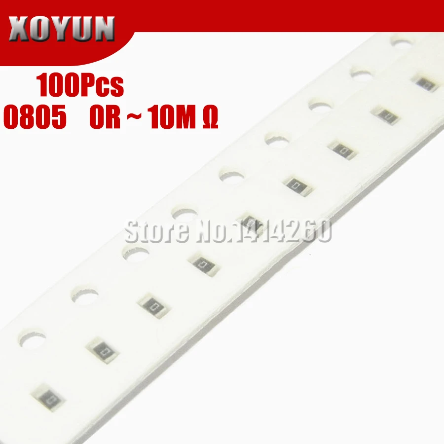100Pcs 0805 SMD 1/4W chip resistor 0R ~ 10M 0 10R 100R 220R 330R 470R ...