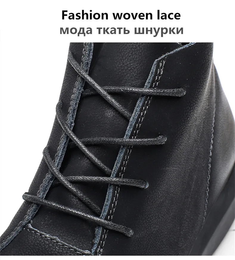UEXIA Outdoor Handmade Warm Men Boots Autumn Winter Fur Ankle Fashion High Quality Snow Vintage Men Shoes Footwear Size 38-47