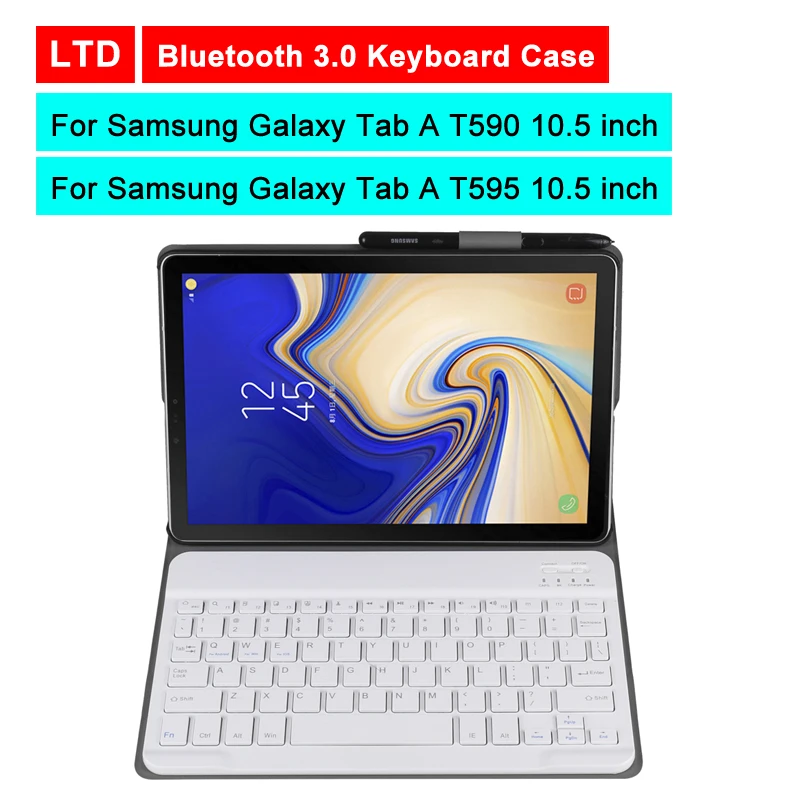 

Bluetooth 3.0 Tablet Keyboard Case For Samsung Galaxy Tab A T590/T595 10.5 inch Mediapad Leather Protective Cover Stand Holder