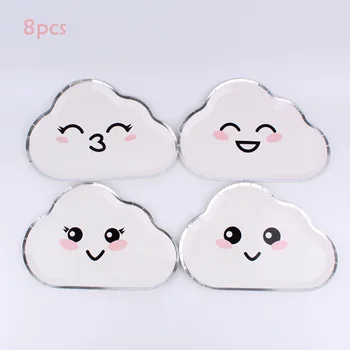 

8Pc / Set Cloud Theme Dinner Plate Disposable Tableware Cloud Birthday Party Holiday Party Discount Decoration Party Supplies