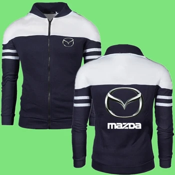 

New Brand Clothing Autumn Winter Men's Stripe Stand Collar Jackets Male Comfortable Fitness Warm Mazda LOGO Coats Fast delivery