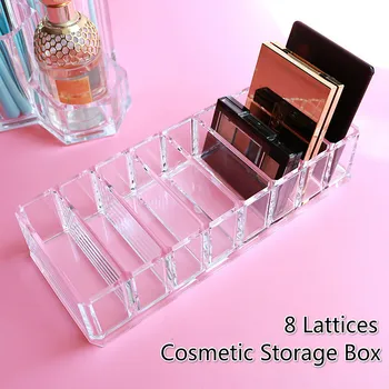 

8 Lattices Cosmetic Storage Box, Press Powder Storage Case, Transparent Acrylic Nail Polish Organizer, Jewelry Display Container