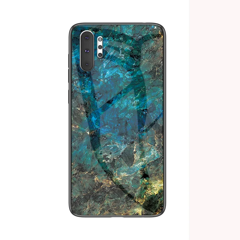 Emerald color Для samsung Galaxy Note 10 Plus SM-N975F чехол мраморный глянцевый закаленное стекло противоударный чехол для телефона для samsung Note10 Plus 5G чехол - Цвет: Emerald color