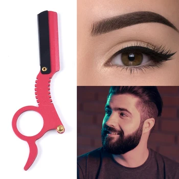 

Bathroom Accessories Manual Eyebrow Trimmer Kit with 10 Knives Blades Eyebrow Razor Shaper Trimmer Facial Hair Remover Eyebrow