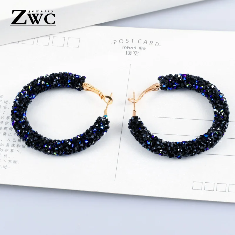 ZWCX винтажные корейские большие серьги для женщин, женские модные золотые висячие серьги с кубическим цирконием, серьги геометрической формы, ювелирные изделия