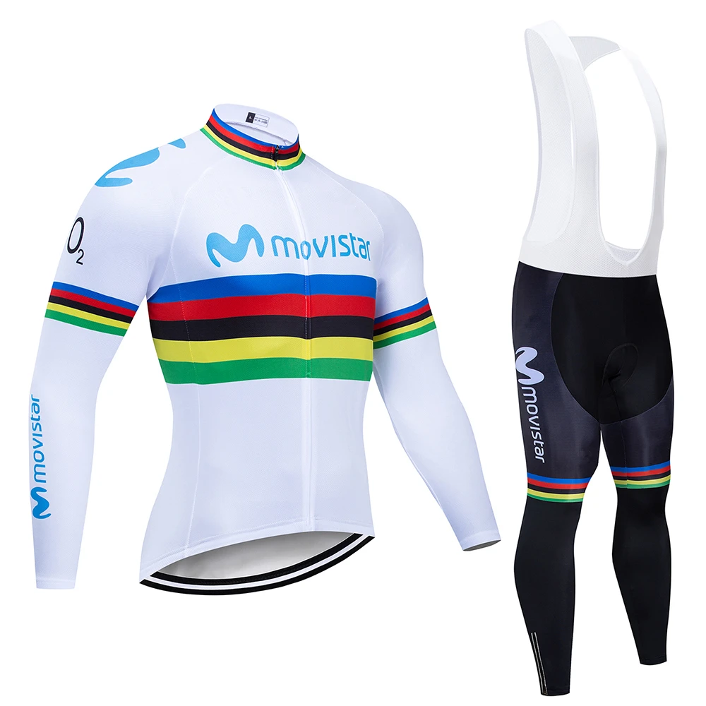 Movistar Pro Team зимний теплый флисовый длинный комплект одежды для мужчин, Велоспорт Джерси, нагрудник, велосипед, Ropa Ciclismo, велосипедная одежда - Color: Pic Color