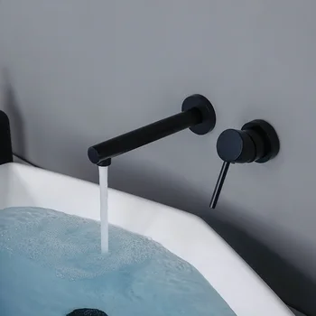 

One - Piece Overall Concealed Installation Brass Two Hole Single Switch Matte Black Cold Hot Mixed Bathroom Faucet