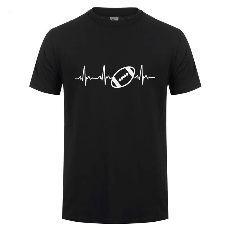 

Summer Heartbeat of American Footballer T Shirt Men Short Sleeve Cotton Rugbyer Mans T-shirt Tops Camisetas T shirt(S-XXXL)