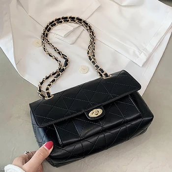 

Fashion Chain Shoulder Bag Soft PU Leather Lock Flap Crossbody Bags for Women 2020 Trend Luxury Brand Female Purse and Handbag