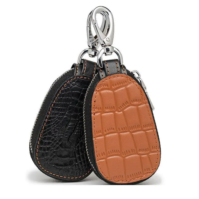 

First Layer Cowhide Car Remote Key Bag Men's And Women's Universal Leather Crocodile Zipper Anti Loss Home Key Case Key Holder