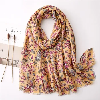

New quality Lady cotton material scarf 2020 Autumn and winter Luxury brand Cotton silk scarves women's Fashion Print beach shawl