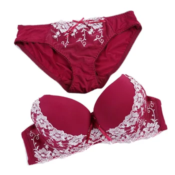 

Lace Bra Set Women Underwear Set Push Up Plus Size Underwear Set Embroidery Sexy Briefs Lingerie 3/4 Cup Lingerie Set