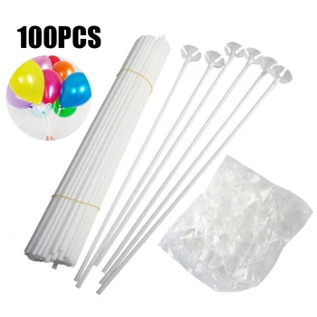 

100Pcs/Lot 32/40cm White Latex Balloon Sticks Balloons Holder Sticks with Cup Set Wedding Party Decor Accessories