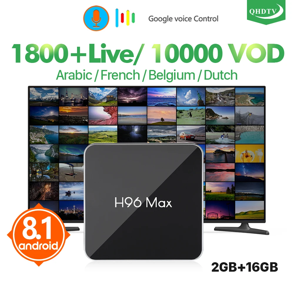 

IPTV France Arabic QHDTV IPTV Box H96 Max Android 8.1 TV Box Google Voice Control IPTV France Netherlands Belgium Italy IP TV