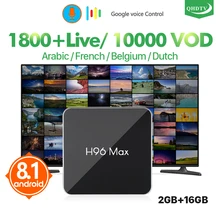 IPTV France Arabic QHDTV IPTV Box H96 Max Android 8.1 TV Box Google Voice Control IPTV France Netherlands Belgium Italy IP TV