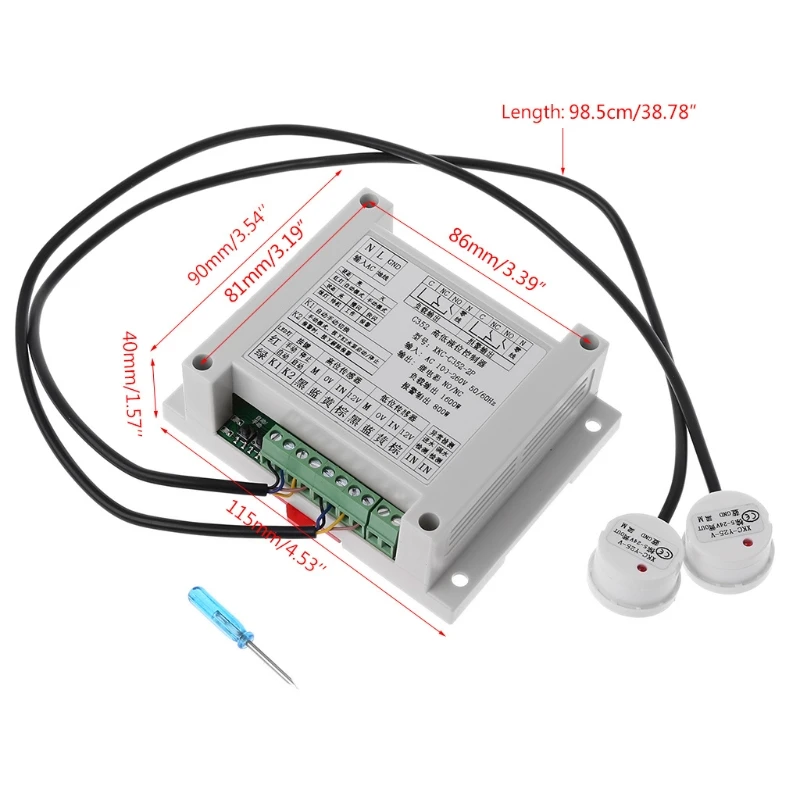 Water Level Controller High And Low Liquid Level Intelligent Controller With 2 Non-contact Sensor Module Automatic Control Liquid Water Level Detection