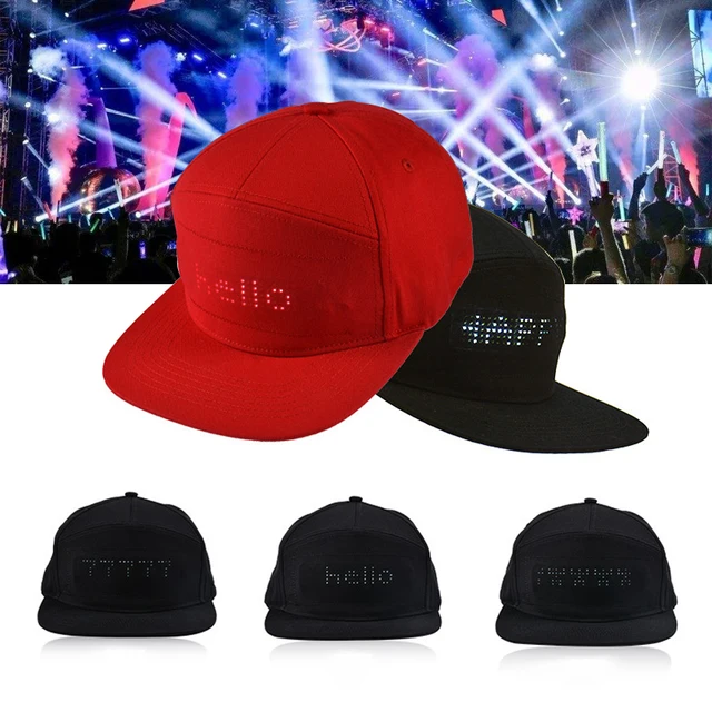 US $11.00 LED Display Hat Visor Cap Cool Fashion Board Baseball Hip Hop Party Golf Cap Running Cap Seal Team 