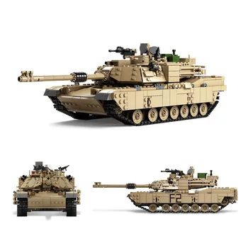 

1463pcs 2in1 Military M1A2 Tank Abrams Main Battle Tank Building Block Sets Model Kits Bricks Educational Toys