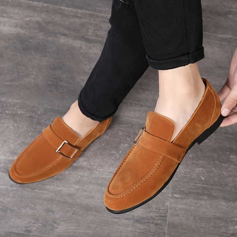 

Casoipra 2020 High Quality Suede Leather Soft Formal Black Shoes Men Loafers Oxfords Casual Male Brown Business Dress Shoes