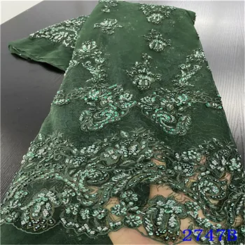 

Nigeria Wedding Laces High Quality Green Lace Fabric With Beads African Nigeria Lace Fabric 2020 Latest Fashion Lace NA2747B-2
