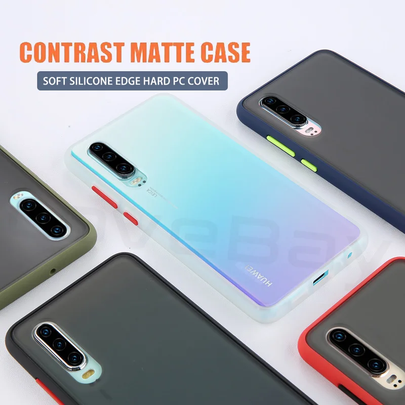 Lovebay Scrub Sandstone Phone Case For Huawei P30 Mate20 Hard PC Candy Contrast Color Pro Matte Back Cover Fundas |