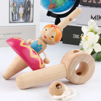 

Wooden Children Whipping Top Puzzle Education Spinning Princess Childhood Memory Interest Development Nostalgic Gift