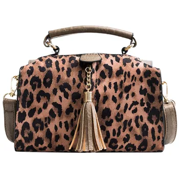 

Women Wild Tote Bag 2020 New tassel Leopard Zipper Messenger Crossbody Bag Female Simple Shoulder Bag Lady Handbag